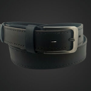 Leather Belt - Black&Brown Edition - metal effect buckle - dark thread